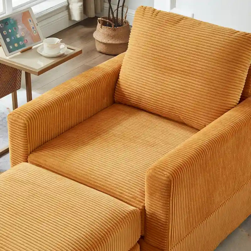 GDFStudio Classic Corduroy Club Chair with Ottoman
