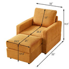 GDFStudio Classic Corduroy Club Chair with Ottoman