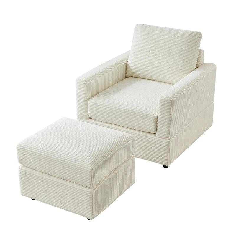 GDFStudio Classic Corduroy Club Chair with Ottoman