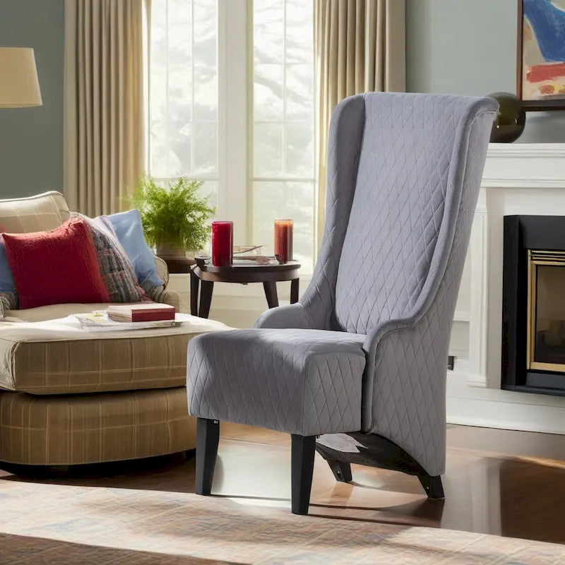 Christopher Knight Home - Evelyn fauteuil met hoge rugleuning, fluwelen vleugelrug en houten poten