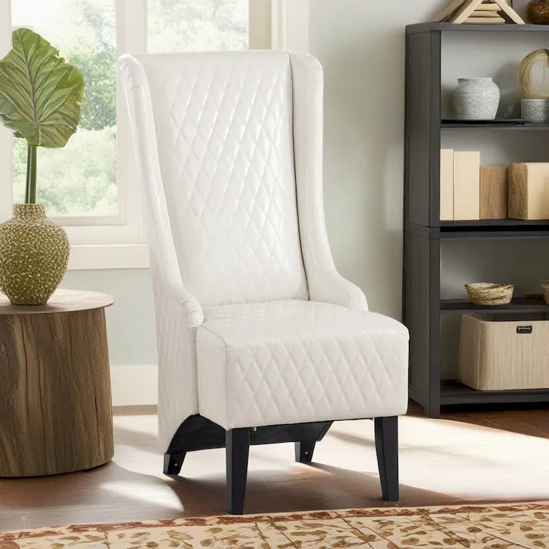 Christopher Knight Home - Evelyn fauteuil met hoge rugleuning, fluwelen vleugelrug en houten poten