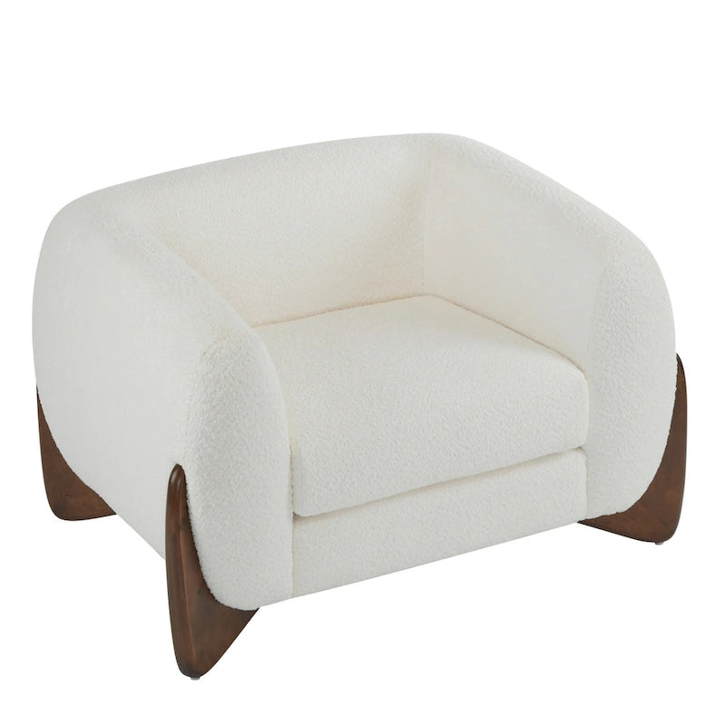 Moderne Tina-gestoffeerde clubfauteuil van bouclé met armleuningen van Christopher Knight Home
