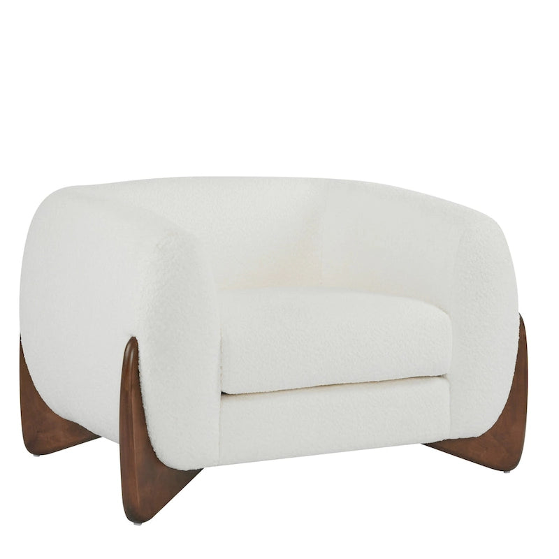 Moderne Tina-gestoffeerde clubfauteuil van bouclé met armleuningen van Christopher Knight Home