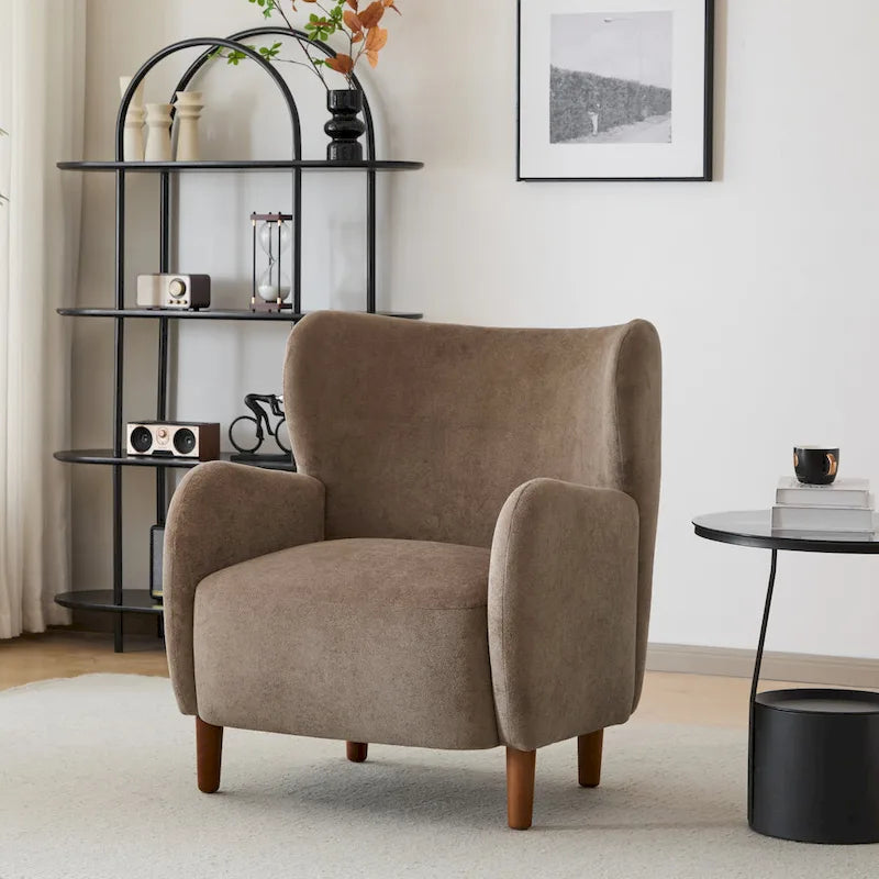 Christopher Knight Home - Parmelee Upholstered Wingback Club Chair with Plush Velvet and Solid Wood Legs