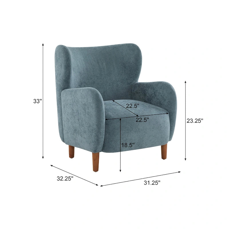 Christopher Knight Home - Parmelee Upholstered Wingback Club Chair with Plush Velvet and Solid Wood Legs