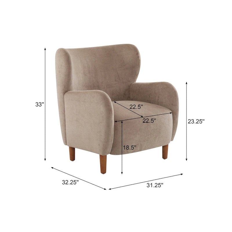 Christopher Knight Home - Parmelee Upholstered Wingback Club Chair with Plush Velvet and Solid Wood Legs