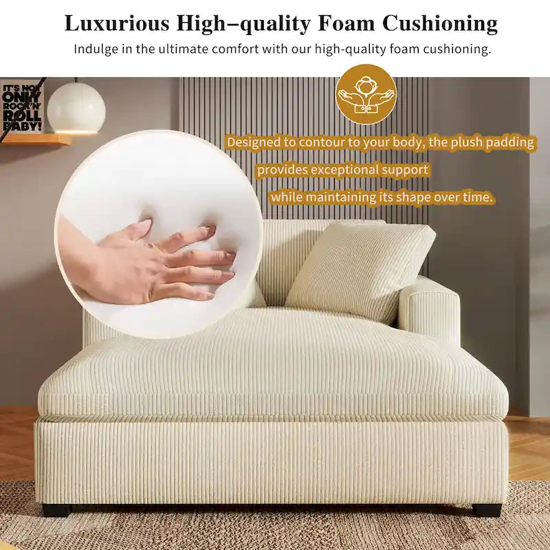 Modern Fabric Oversized Sofa Chaise Lounge