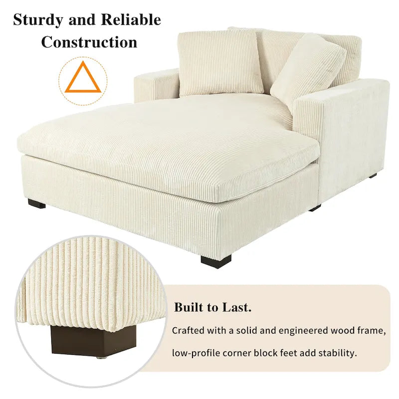 Modern Fabric Oversized Sofa Chaise Lounge