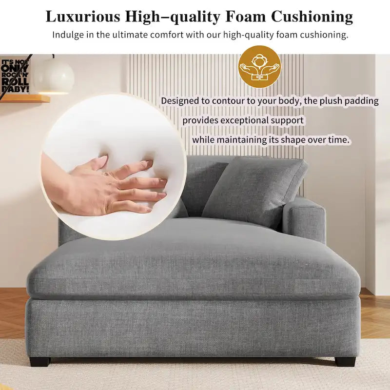 Modern Fabric Oversized Sofa Chaise Lounge