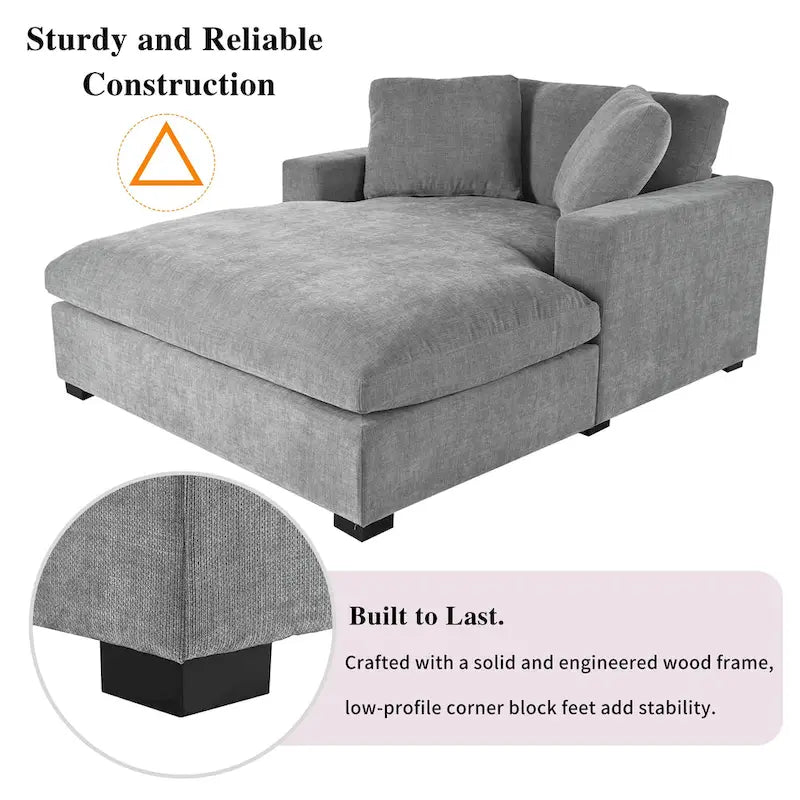 Modern Fabric Oversized Sofa Chaise Lounge
