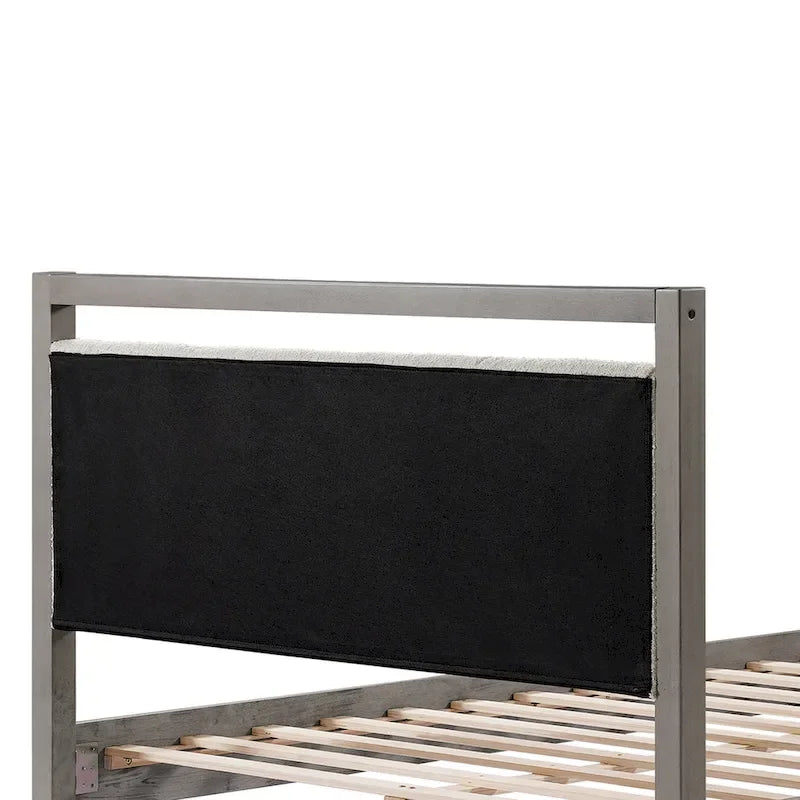 King-Size-Plattformbett mit Kopfteil aus elfenbeinfarbenem Bouclé-Stoff