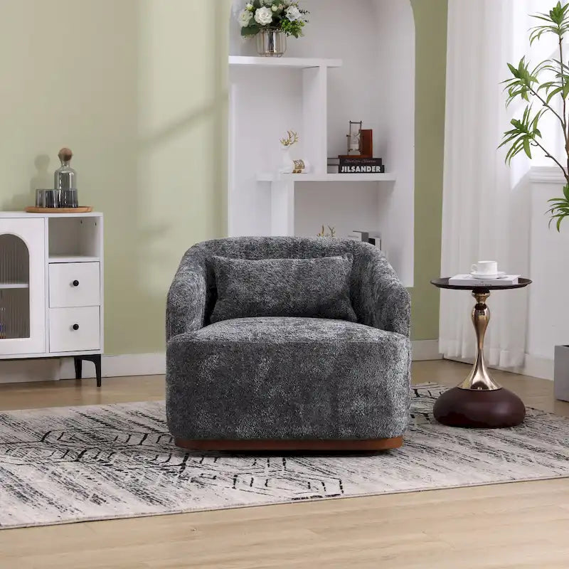 GDFStudio - Mia Chenille Fabric Swivel Accent Chair with Comfortable Cushions and Sturdy Base