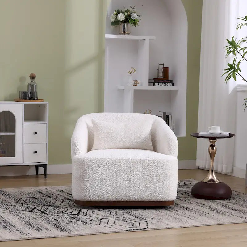 GDFStudio - Mia Chenille Fabric Swivel Accent Chair with Comfortable Cushions and Sturdy Base