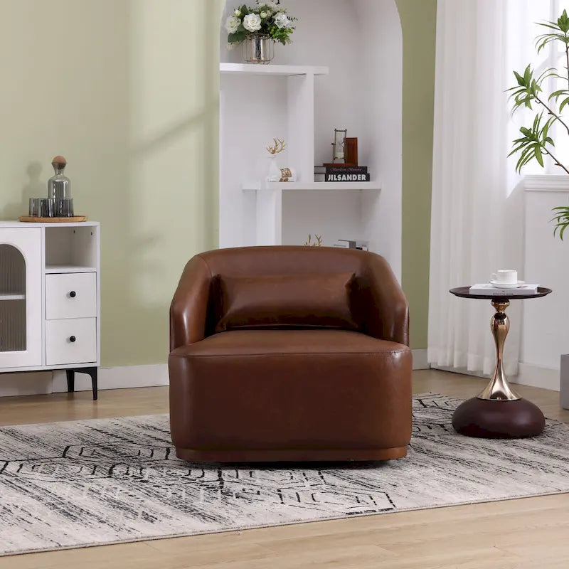GDFStudio - Mia Chenille Fabric Swivel Accent Chair with Comfortable Cushions and Sturdy Base