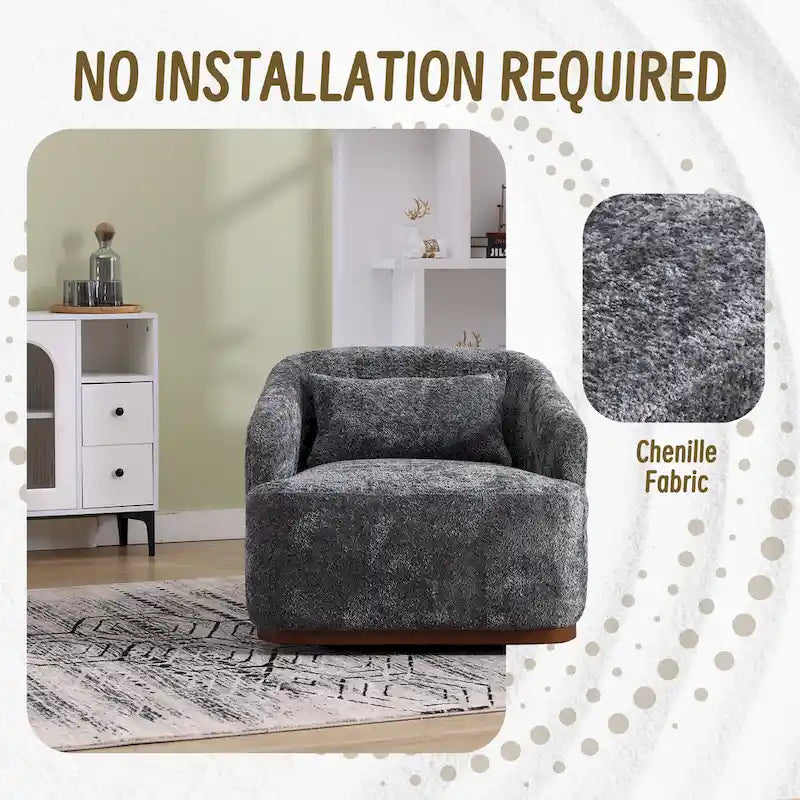 GDFStudio - Mia Chenille Fabric Swivel Accent Chair with Comfortable Cushions and Sturdy Base