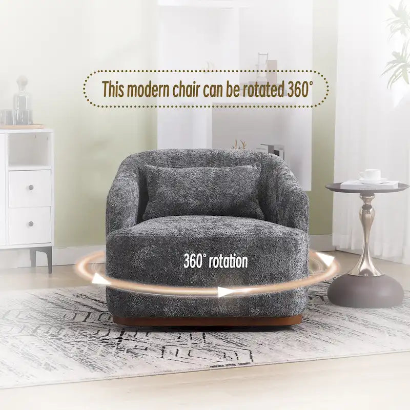 GDFStudio - Mia Chenille Fabric Swivel Accent Chair with Comfortable Cushions and Sturdy Base