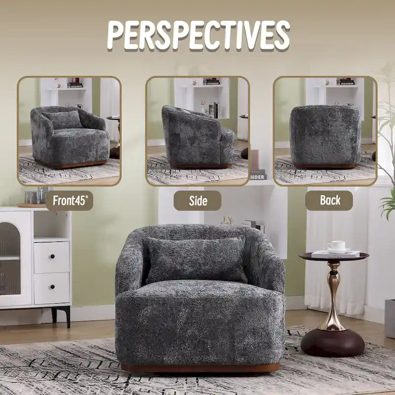 GDFStudio - Mia Chenille Fabric Swivel Accent Chair with Comfortable Cushions and Sturdy Base