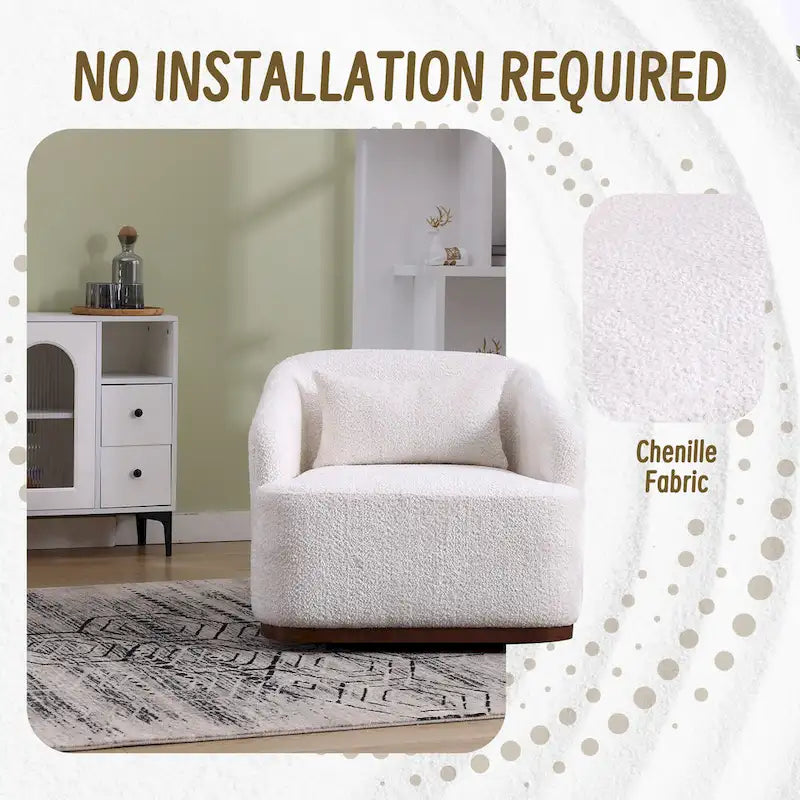 GDFStudio - Mia Chenille Fabric Swivel Accent Chair with Comfortable Cushions and Sturdy Base