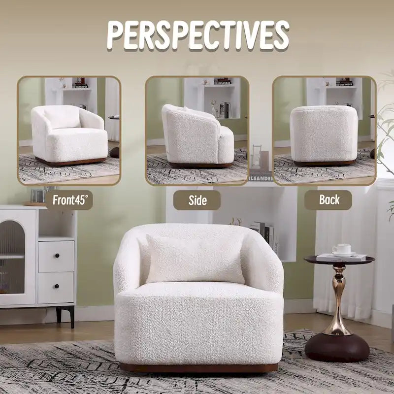GDFStudio - Mia Chenille Fabric Swivel Accent Chair with Comfortable Cushions and Sturdy Base