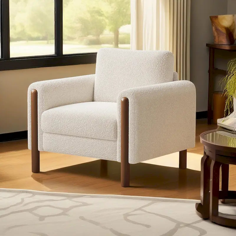 Maloa silla decorativa extragrande tapizada de tela teddy con patas de nogal de Christopher Knight Home