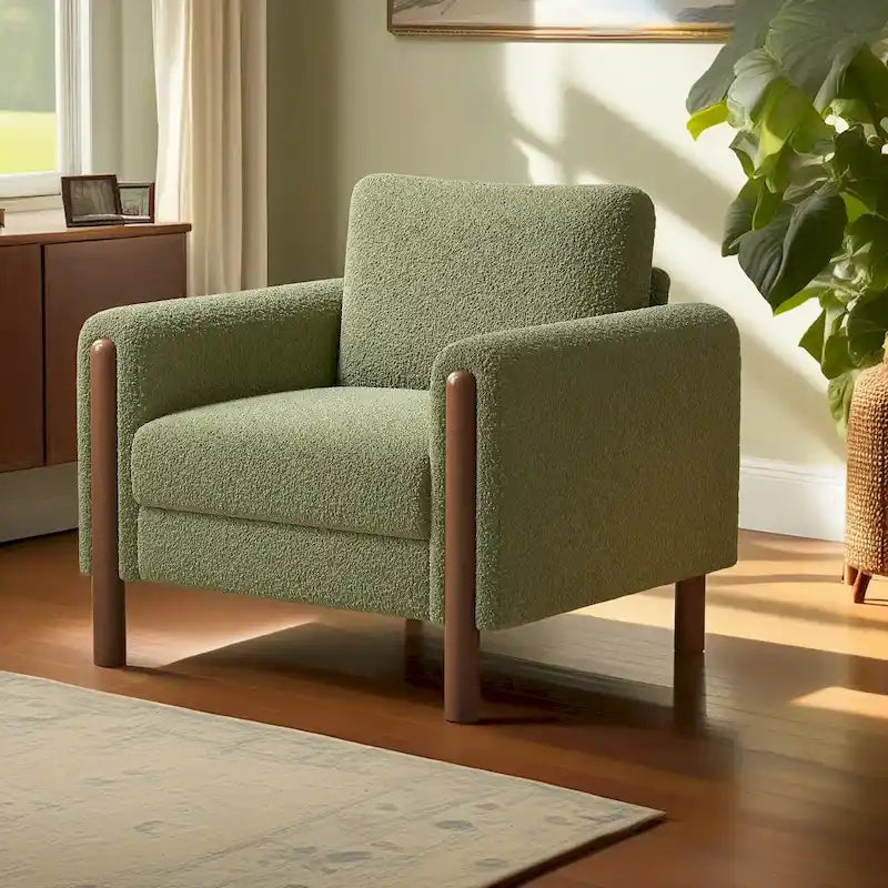 Maloa silla decorativa extragrande tapizada de tela teddy con patas de nogal de Christopher Knight Home