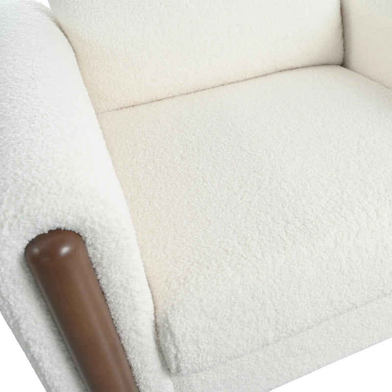 Maloa extra grote, met teddy beklede accentstoel met walnotenhouten poten van Christopher Knight Home