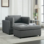 Roomfitters 50 Oversized Armchair with Ottoman, Modern Accent Chair, Lumbar Support, Reading Sofa for Bedroom