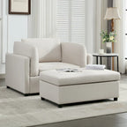 Roomfitters 50 Oversized Armchair with Ottoman, Modern Accent Chair, Lumbar Support, Reading Sofa for Bedroom