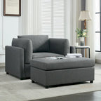 Roomfitters 50 Oversized Armchair with Ottoman, Modern Accent Chair, Lumbar Support, Reading Sofa for Bedroom