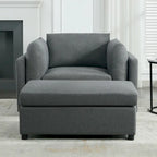 Roomfitters 50 Oversized Armchair with Ottoman, Modern Accent Chair, Lumbar Support, Reading Sofa for Bedroom