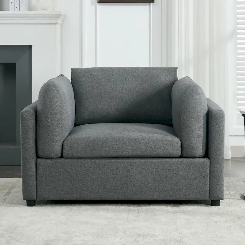 Roomfitters 50 Oversized Armchair with Ottoman, Modern Accent Chair, Lumbar Support, Reading Sofa for Bedroom