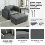 Roomfitters 50 Oversized Armchair with Ottoman, Modern Accent Chair, Lumbar Support, Reading Sofa for Bedroom