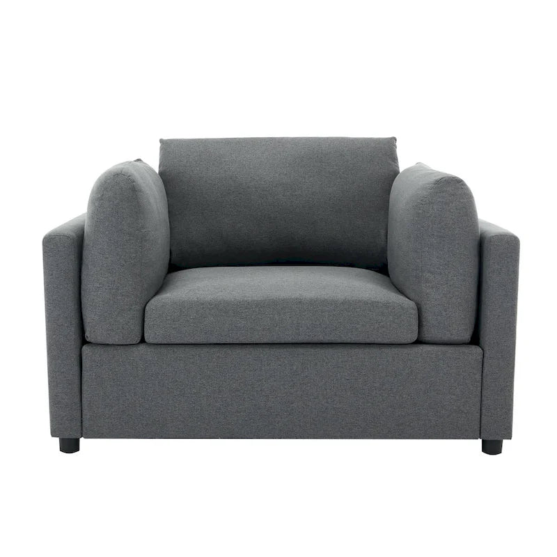 Roomfitters 50 Oversized Armchair with Ottoman, Modern Accent Chair, Lumbar Support, Reading Sofa for Bedroom
