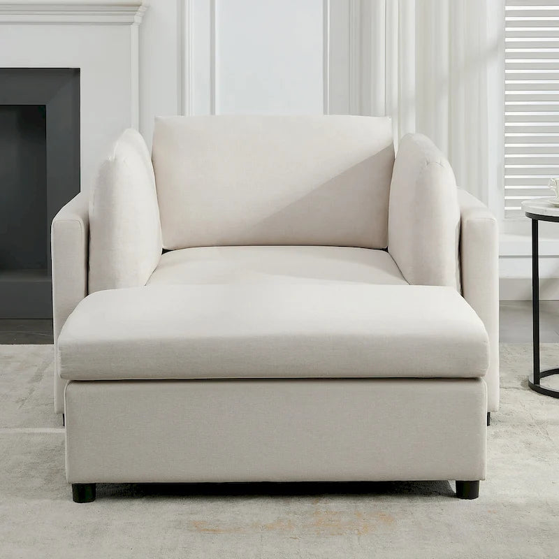 Roomfitters 50 Oversized Armchair with Ottoman, Modern Accent Chair, Lumbar Support, Reading Sofa for Bedroom