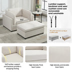 Roomfitters 50 Oversized Armchair with Ottoman, Modern Accent Chair, Lumbar Support, Reading Sofa for Bedroom