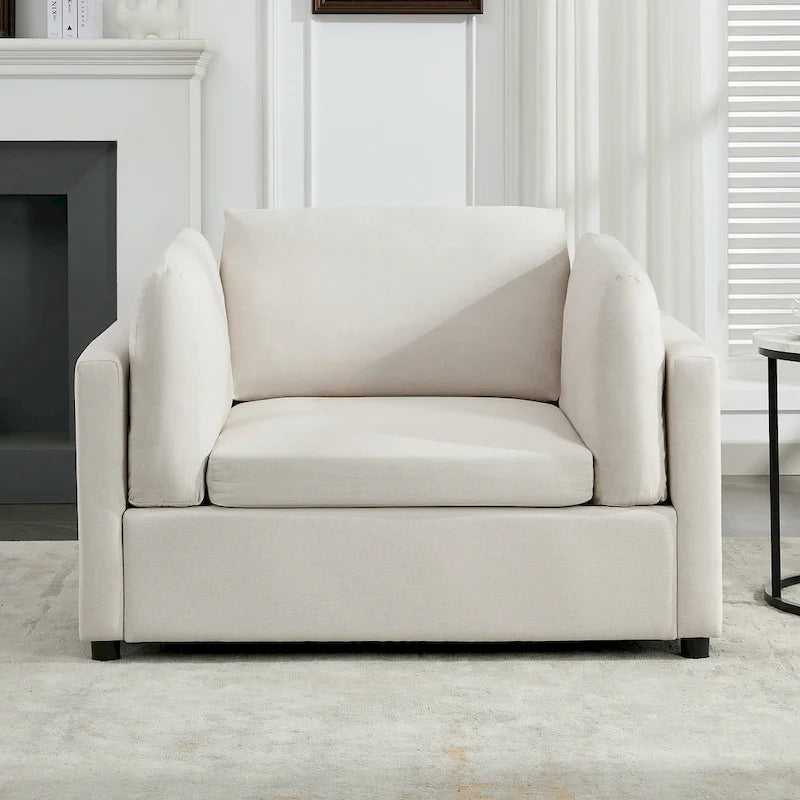 Roomfitters 50 Oversized Armchair with Ottoman, Modern Accent Chair, Lumbar Support, Reading Sofa for Bedroom