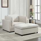 Roomfitters 50 Oversized Armchair with Ottoman, Modern Accent Chair, Lumbar Support, Reading Sofa for Bedroom