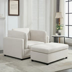 Roomfitters 50 Oversized Armchair with Ottoman, Modern Accent Chair, Lumbar Support, Reading Sofa for Bedroom