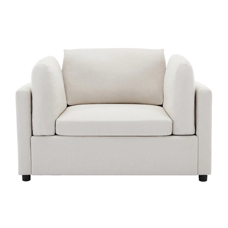 Roomfitters 50 Oversized Armchair with Ottoman, Modern Accent Chair, Lumbar Support, Reading Sofa for Bedroom
