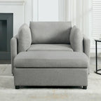 Roomfitters 50 Oversized Armchair with Ottoman, Modern Accent Chair, Lumbar Support, Reading Sofa for Bedroom