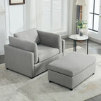 Roomfitters 50 Oversized Armchair with Ottoman, Modern Accent Chair, Lumbar Support, Reading Sofa for Bedroom
