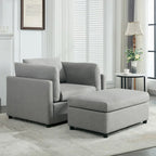 Roomfitters 50 Oversized Armchair with Ottoman, Modern Accent Chair, Lumbar Support, Reading Sofa for Bedroom