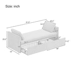 Roomfitters kárpitozott heverő 2 fiókkal és párnákkal, kompakt pihenőfotel a nappaliba, lenvászon szövet
