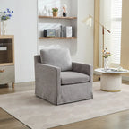 Swivel Accent Chair, Upholstered Skirted Swivel Chair with Removable Back Cushion, 360 Degree Comfy Armchair