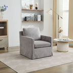 Swivel Accent Chair, Upholstered Skirted Swivel Chair with Removable Back Cushion, 360 Degree Comfy Armchair