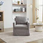 Swivel Accent Chair, Upholstered Skirted Swivel Chair with Removable Back Cushion, 360 Degree Comfy Armchair