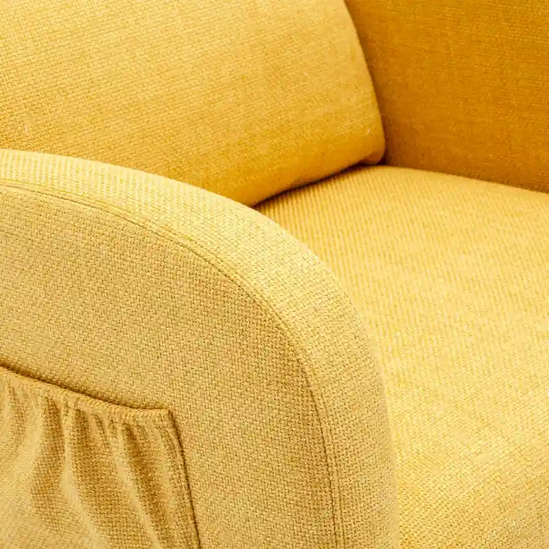 Moderner Gleitsessel, Relaxsessel mit Holzbeinen und Seitentasche, Schaukel-Akzentsessel mit hoher Rückenlehne fürs Kinderzimmer