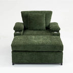 Chenille Oversized Chair with Ottoman & USB