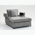 Chenille Oversized Chair with Ottoman & USB