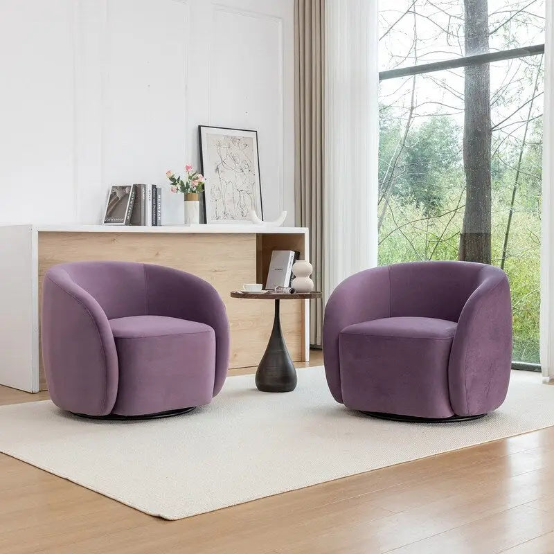 Conjunto de 2 sillones decorativos modernos y glamorosos SEYNAR, tapizados de terciopelo y giratorios 360°